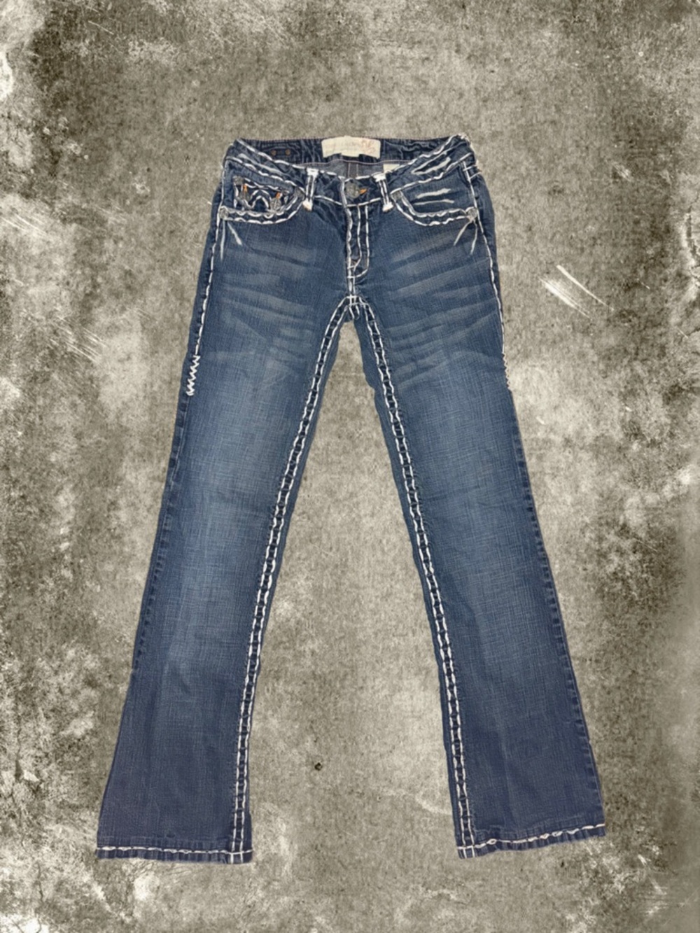 Women’s Dark Blue Boot Cut Jeans with Contrast Stitching